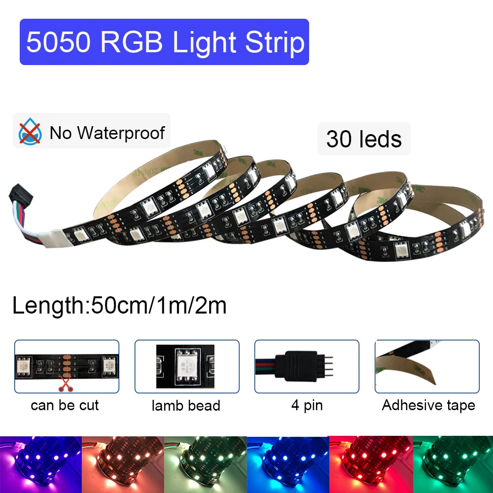 Светодиодная лента 5 в постоянного тока USB 5050 без водонепроницаемого RGB
