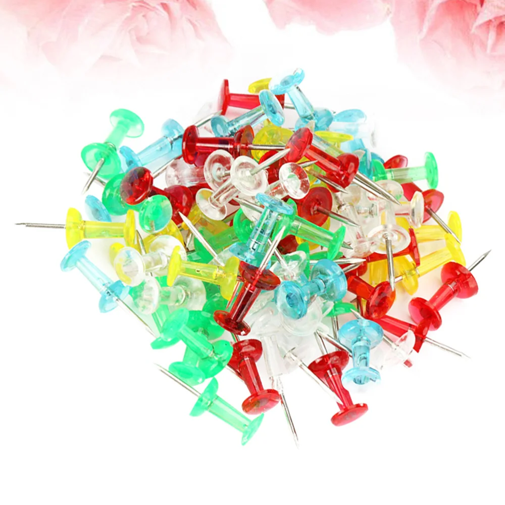 

300pcs Push Practical Cork Nails Painting Use Pin Map Tacks for Office School (Random Color)
