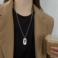 lucky number 7 pendant necklace women stainless steel necklace punk vintage neck chains girl square card pendant choker jewelry