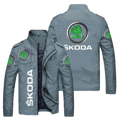 

2021 New Men For Skoda Car Logo Spring Autumn Stand Collar Casual Sweatshirt Long Sleeve Zipper Cardigan Jacket
