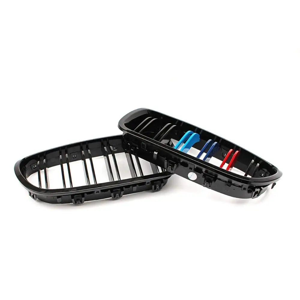 Для BMW Sedan F10 F11 F18 M5 M Глянцевая черная передняя решетка с двойными плавниками 5