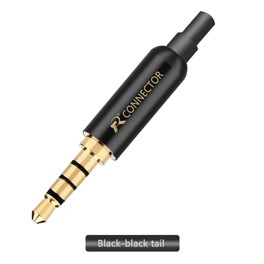Black-Black Tail Высокое качество 3,5 мм разъем аудио разъем 4 полюса Позолоченные Наушники Адаптер для DIY стерео гарнитура наушники/ремонт наушников - Цвет: Black-Black Tail