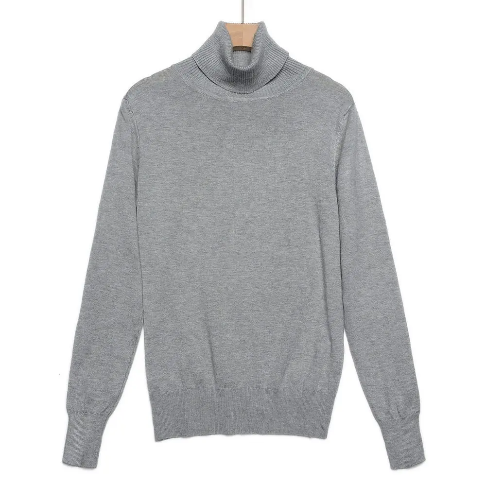 Light Grey 9488 ONLYSVTER женский свитер с высоким воротником пуловеры с длинными рукавами Топ хорошо тянется мягкий женский джемпер Повседневный вязаный пуловер - Color: Light Grey 9488