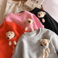 autumn winter new arrival girls fashion bear t shirt kids candy color warm fleece tops kids clothes childrens clothing