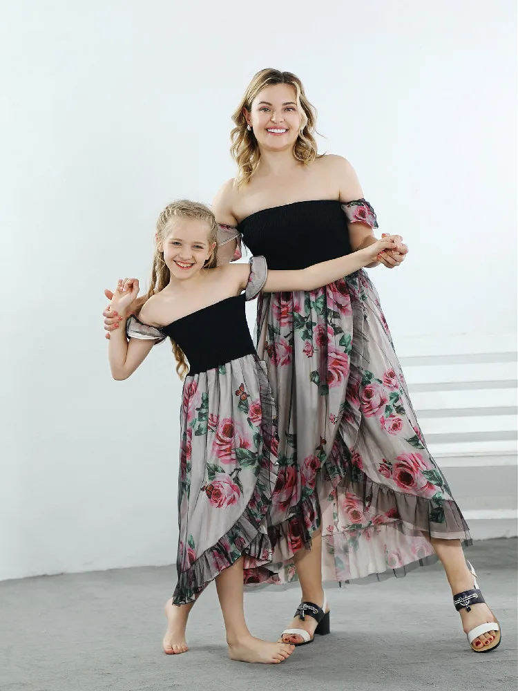 

Mommy And Me Dress Off Shoulder Summer Mother Daughter Dresses Ruffle Family Matching Clothes Mom And Daughter Dresses Floral