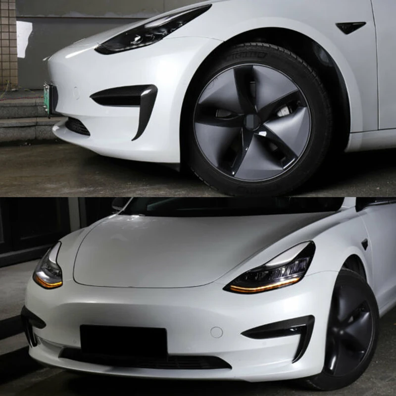 Для Tesla модель 3 из углеродного волокна черный БАМПЕР фара противотуманная фара защитная рамка