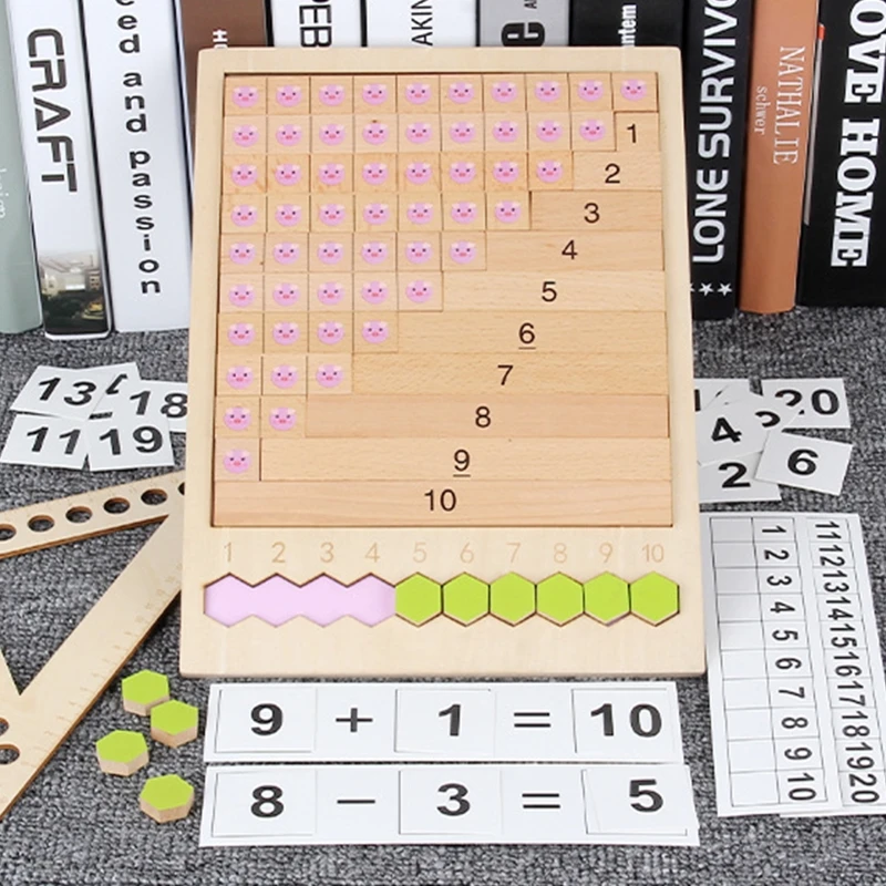 

Baby Wooden Mathematics Math Cognition Calculation with Triangle Ruler Early Learning Educational Toys DXAD