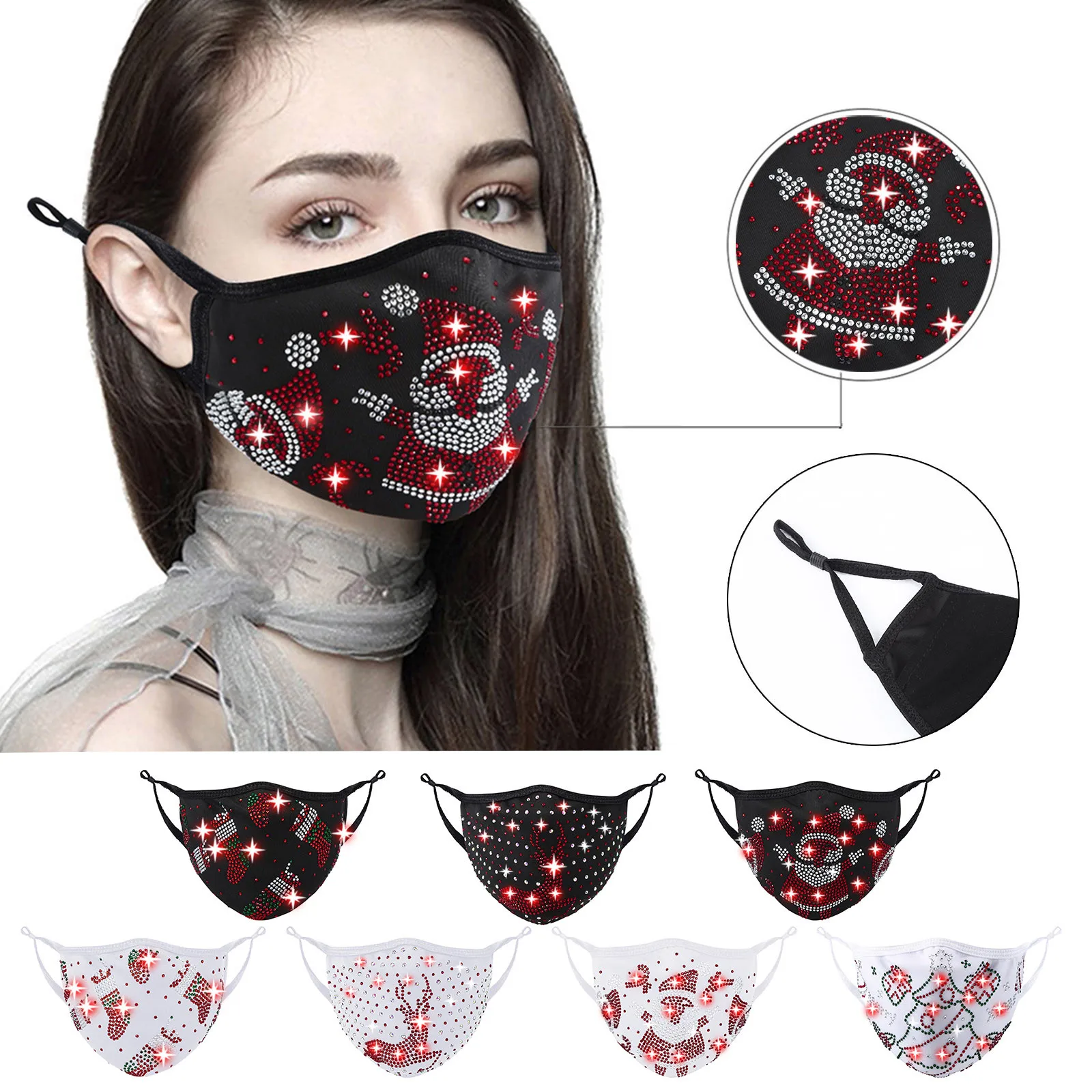 1 шт. Рождественская маска Модные Стразы Золотая с блестками может быть помещен и
