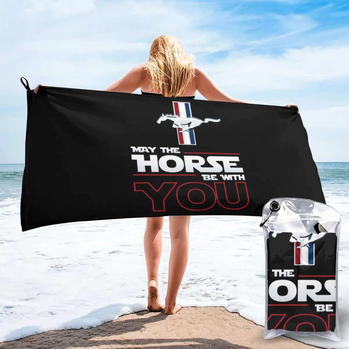 

Хлопковое мужское банное полотенце Mustang May The Horse Be With You, разные цвета