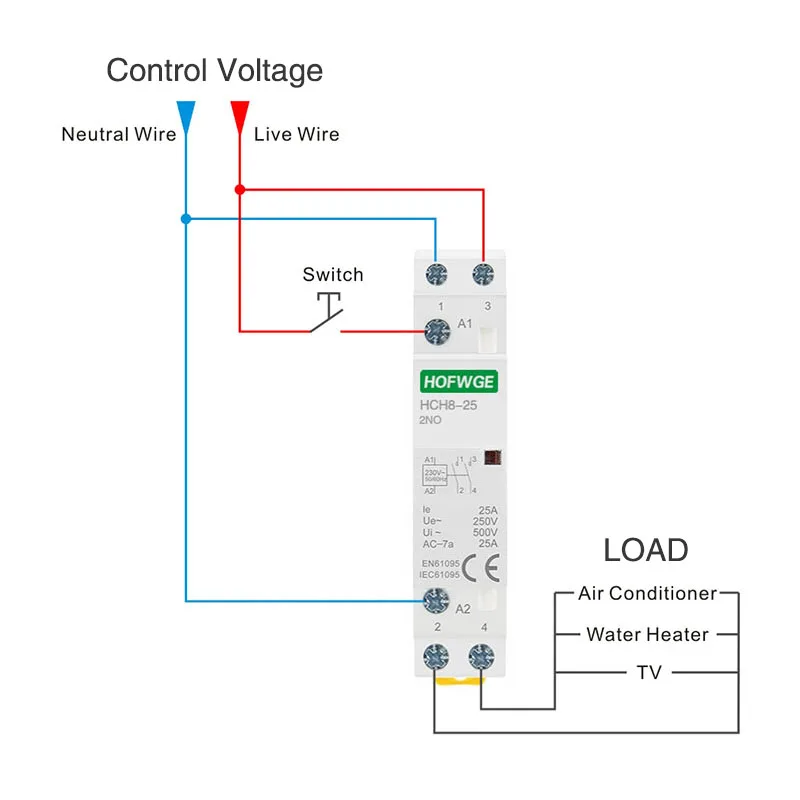 HCH8-25M 4P 25A 220V Din Rail Household AC Modular Contactor With Manual Control Switch 4NO 2NO2NC or 4NC | Обустройство дома