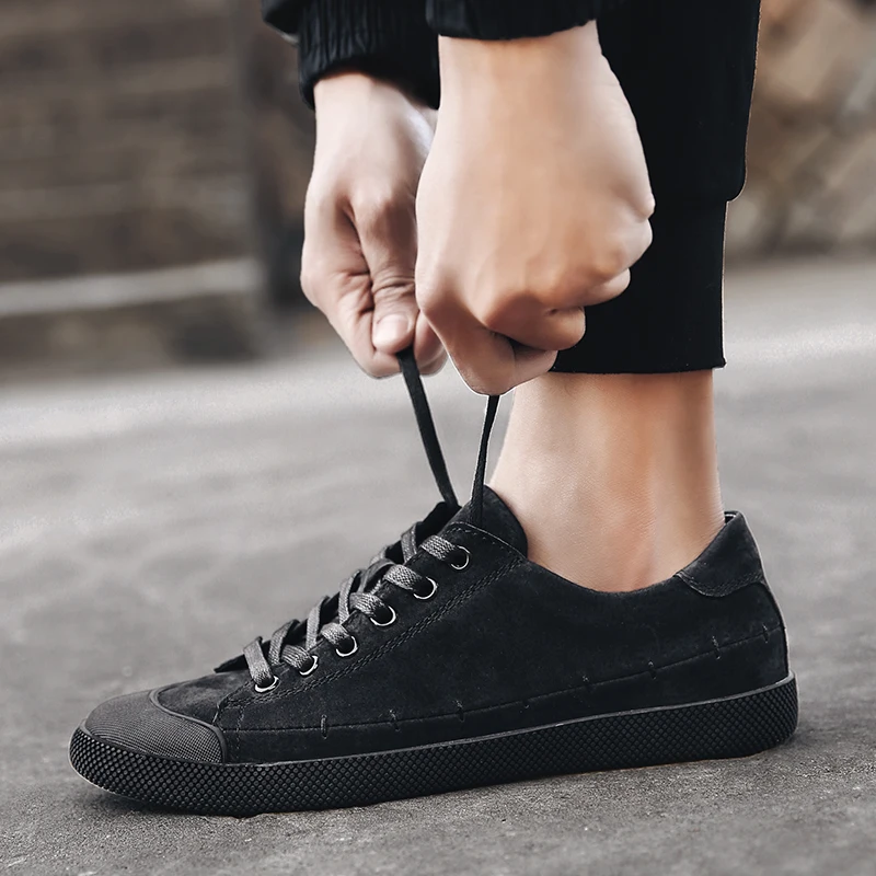 

Brand Sneakers Genuine Leather Men Casual Shoes Slip on Breathable Soft Autumn Flats Shoes Simple Style Fashion