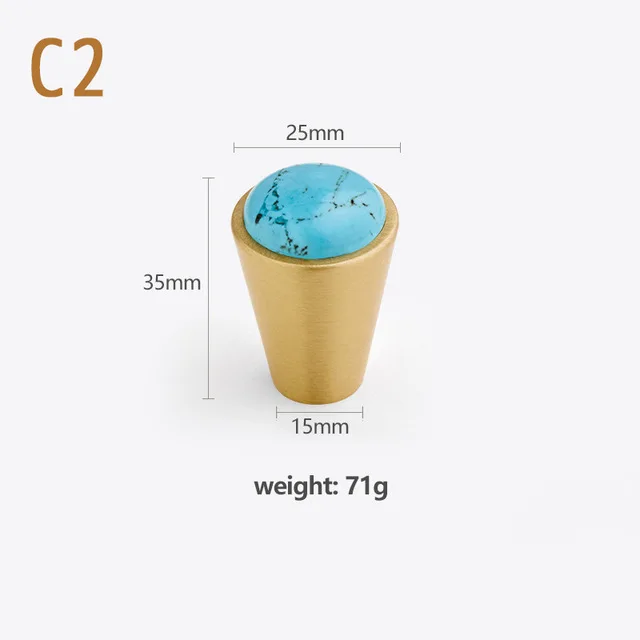 C2 Твердая латунь дверные ручки для кухонного шкафа медная мебель ручки для открывания настенные крючки розовый зеленый - Цвет: C2