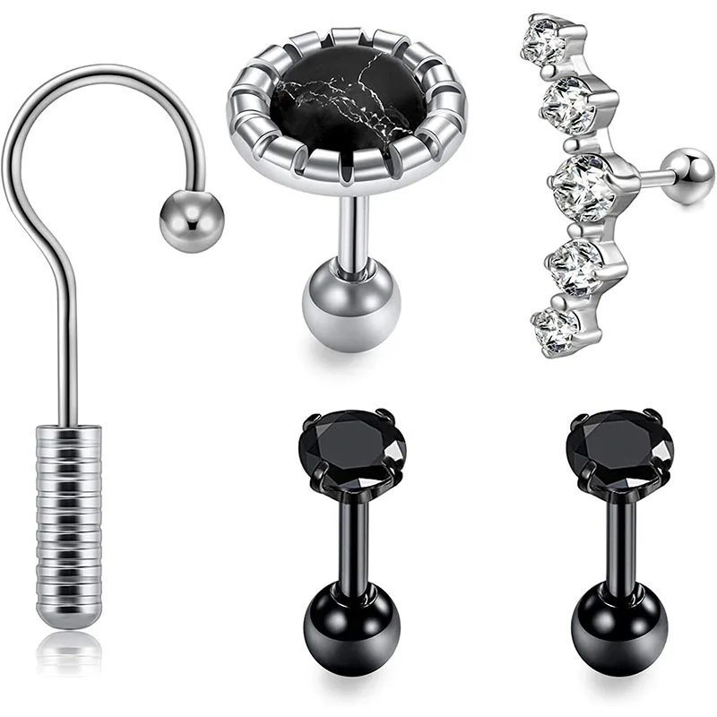 16 г ушной хрящ серьги шпильки CZ опал болтающаяся Спираль пирсинг ювелирные