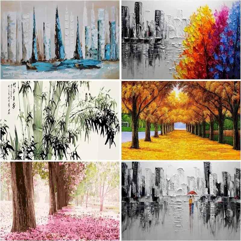 

SDOYUNO Painting By Numbers Landscape Kit Acrylic Paint On Canvas Modern Wall Art DIY Picture By Numbers Flowers For Living Room