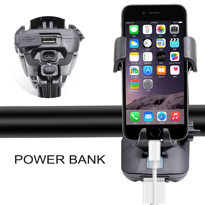Harga Lampu Depan Sepeda 4 IN 1 4000MAh USB Pengisi Daya Tahan Hujan MTB Lampu Sepeda Jalan Bersepeda Dengan Tempat Ponsel Power Bank 120 DB Horn