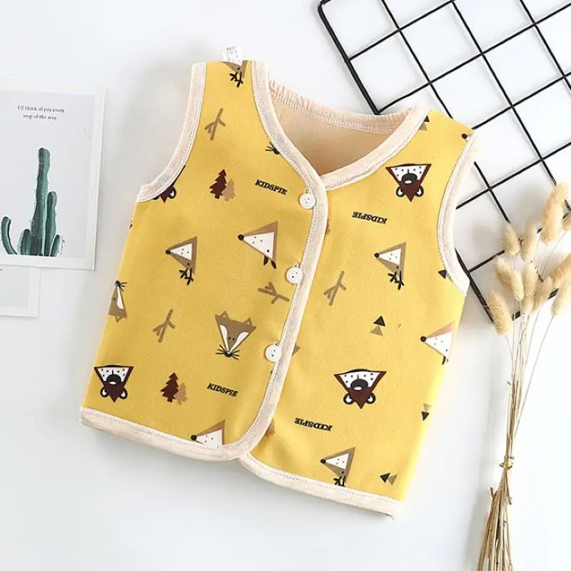 2020 new Toddler Vest Cotton Printed Kids Thick Waistcoats Infant Winter Thick Warm Outerwear Children Baby Boys Girls Clothing