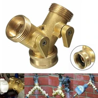 2 way double garden brass tap water hose pipe splitter adapter connector fit for standard 34 diameter connection garden tools