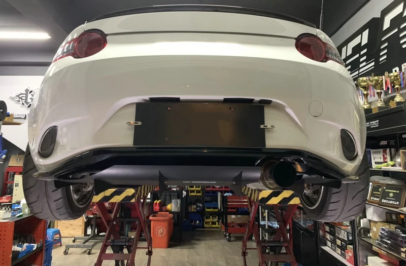 For Mazda MX5 Miata ND VE-Style Carbon Fiber Rear Diffuser With Fitting Glossy Finish Bumper Under Panel Fibre Splitter Set Trim