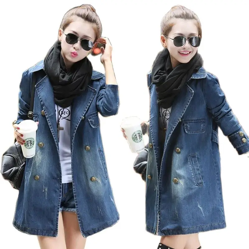 Cowgirl Jacket Mid-Length Plus Size 2021 Autumn Winter New Denim Windbreaker Suit Collar Coat Female Ripped Cowboy Outwear Women
Cowgirl Jacket Mid-Length Plus Size 2021 Autumn Winter New Denim Windbreaker Suit Collar Coat Female Ripped Cowboy Outwear Women