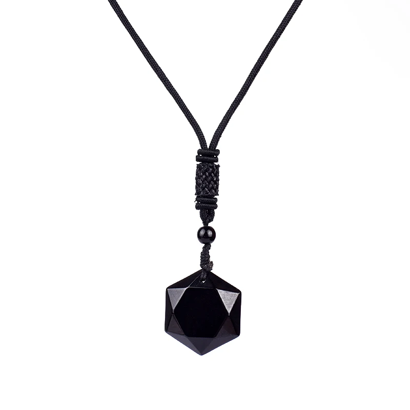 

New Obsidian Stone Star of David Necklace Women Natural Lazurite Wealth Pendant Necklaces Amulet Pendant Energy Stone Judaism