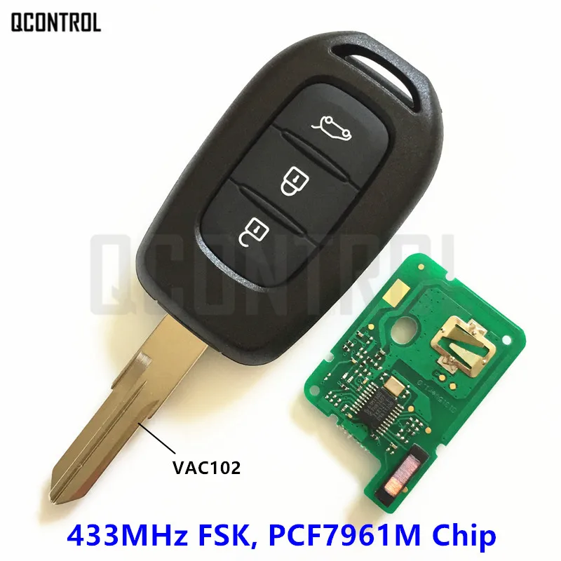 QCONTROL 3 кнопки дистанционного ключа костюм для Renault Sandero Dacia Logan Lodgy Dokker Duster 433 МГц