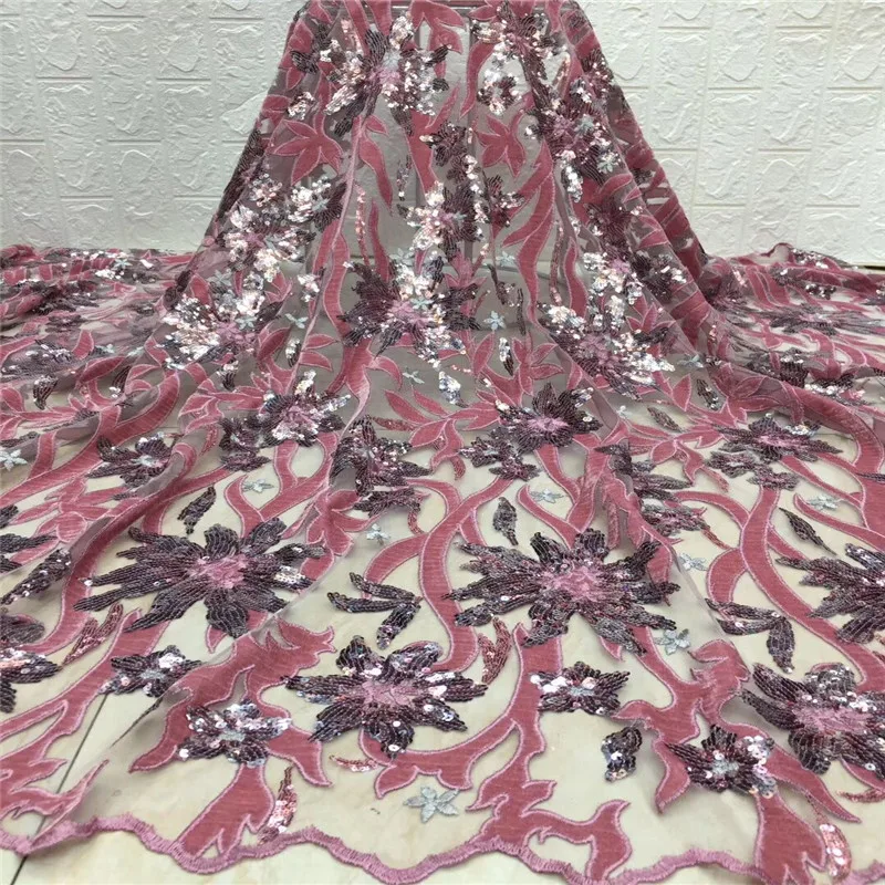 Модная африканская кружевная ткань с бархатными блестками 2020 Новые французские