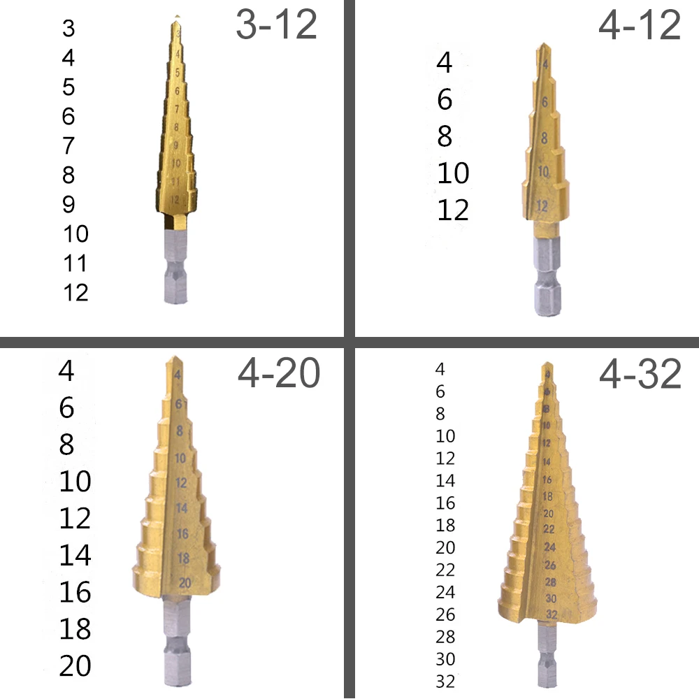 Ступенчатое сверло из быстрорежущей стали кобальтовый конус с титановым