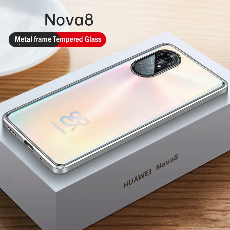 

Shockproof Armor Metal Phone Cases For Huawei Nova 8 Pro Case Premium Tempered Glass Back Coques For Huawei Nova 8 5G Cover