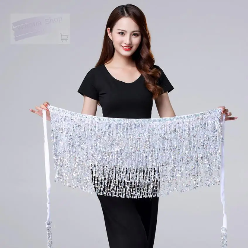 Платок для танца живота Длинный эластичный платок с кисточками треугольные