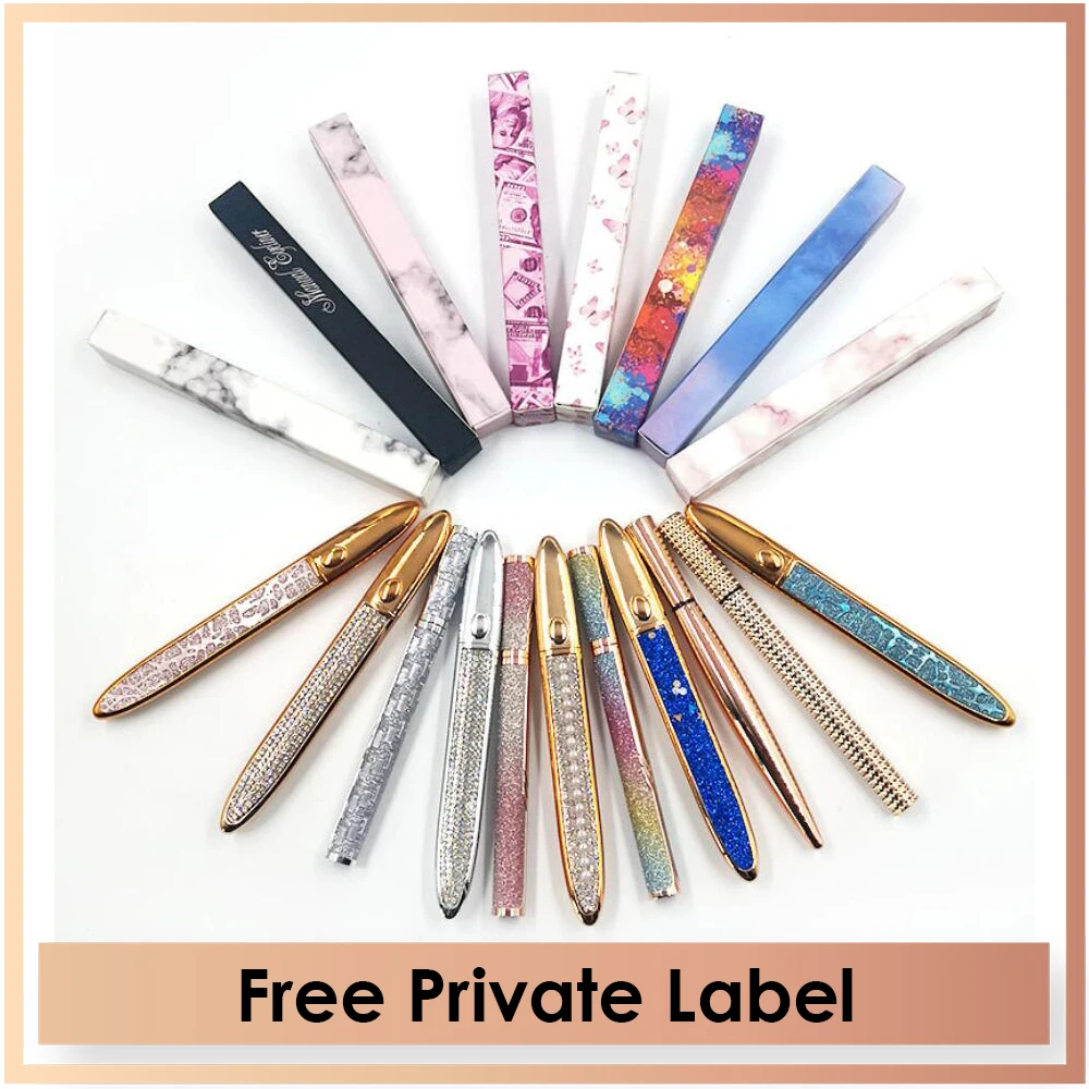 Private Label Printed Logo Wholesale Waterproof PREMIUM Quality Diamond Lash Self Adhesive Magnet Free Glue Free Liquid Eyeliner