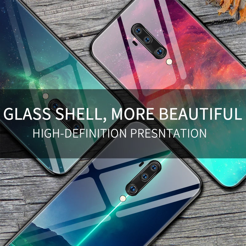 

Luxury Painted Starry Sky Tempered Glass Phone Case, Suitable For OnePlus 8 8Pro 7T 7TPro 7 7Pro 6 6T 5 5T Silicone Case