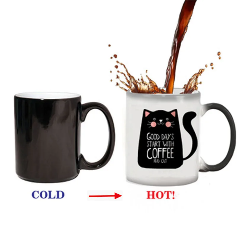 Unicorn Cat Mug Новая кружка Crazy Cat Mom 350 мл милый кот магический керамический кофе кружки Новинка Термочувствительная меняющий Цвет единорог кошка чайная чашка-кружка - Цвет: Unicorn Cat Mug