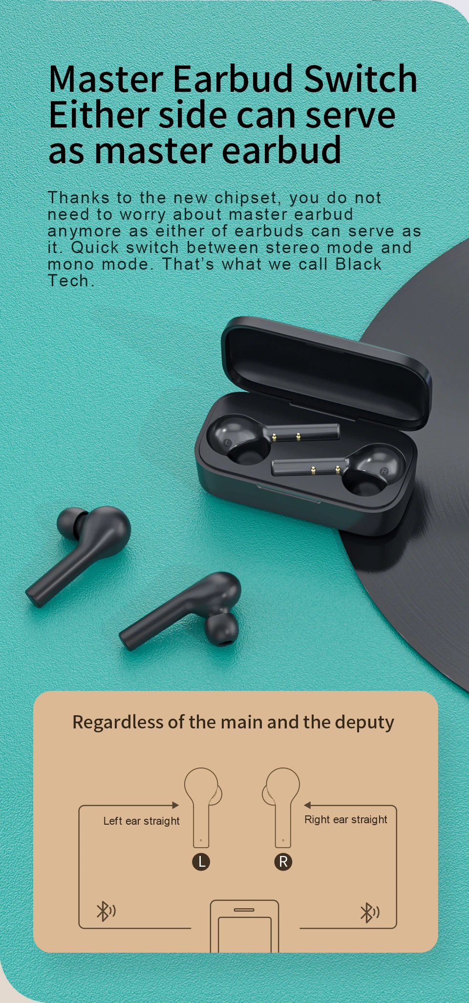 QCY T5 Bluetooth 5,0, беспроводные наушники, спортивные наушники для бега, сенсорное управление и удобное ношение с двойным микрофоном
