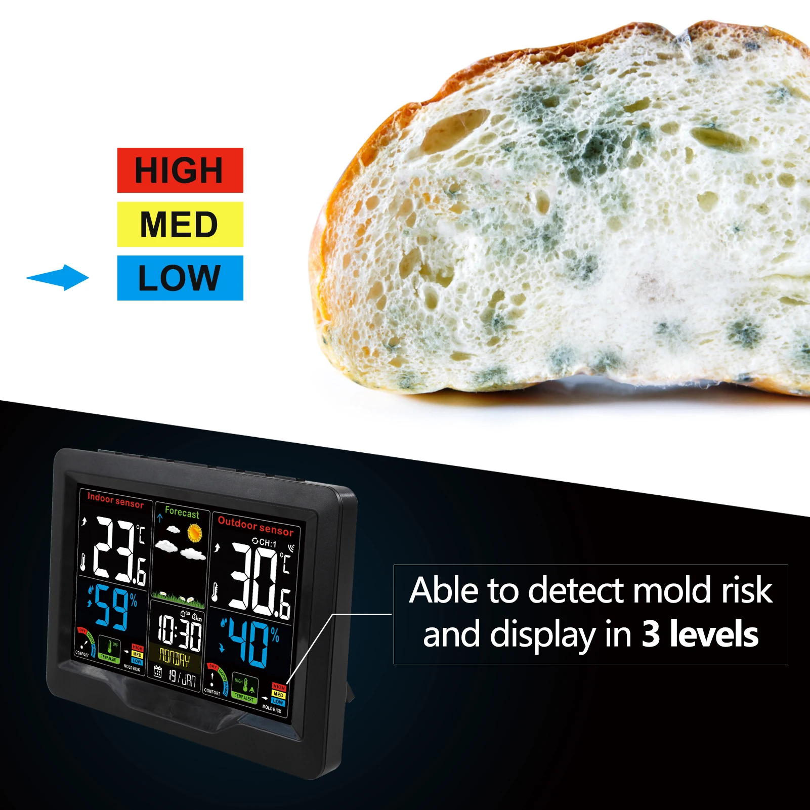 Беспроводная станция для прогноза погоды часы с цветным экраном и