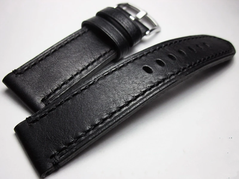

High-end Thick section Watchbands 18 19 20 21 22mm Genuine Leather Black Watch Belt Handmade cozy Universal Watch Strap Band