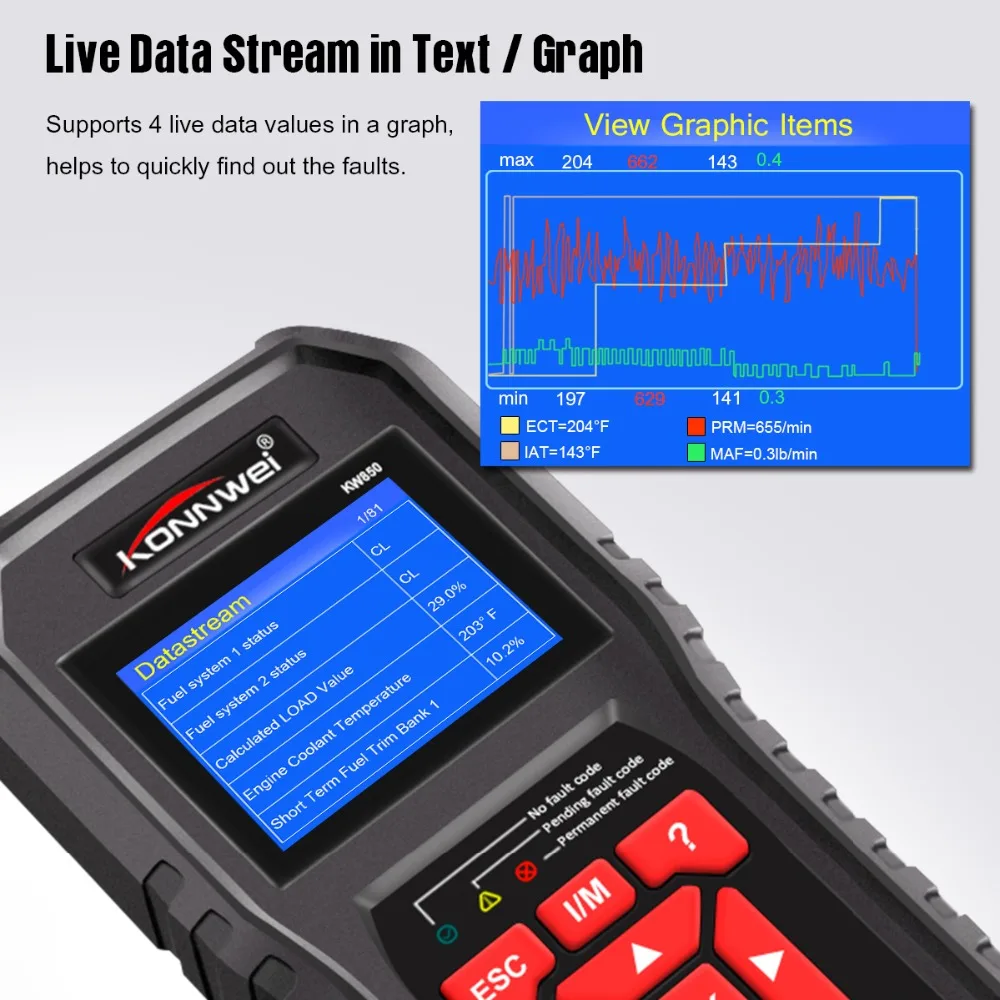 KONNWEI KW850 OBD 2 Диагностика автоматический диагностический сканер OBD2 сканер лучше, чем Запуск CR5001 на русском автомобиле диагностический инструмент