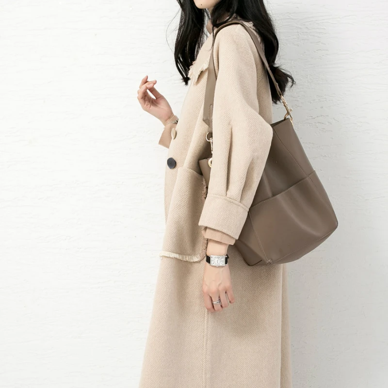 Женские пальто Tcyeek зимнее шерстяное с бортами Женская Длинная элегантная одежда