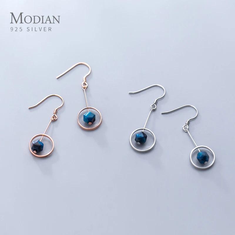 

Modian Genuine 925 Sterling Silver Colorful Crstal Geometric Circle Drop Hook Earring for Women Dangle Earring Fine Jewelry Gift