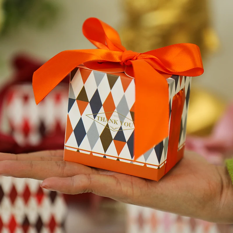 

100Pcs wine red Candy Boxes Gift Bag Wedding Gift Box for Favors Birthday Party Christmas hair bow Jelwery Package Decoration