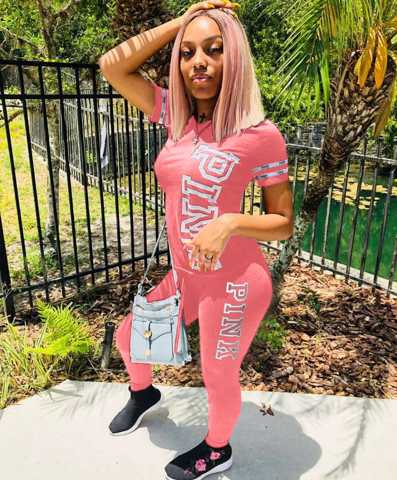 Женский спортивный костюм из двух предметов футболка с коротким рукавом и