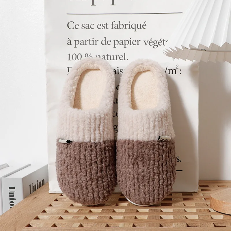 Cotton Slippers For Men And Women Couples Winter Home Indoor Mute Non-Slip Wear-Resistant Soft BottomHouseholdWarmPlush Slippers