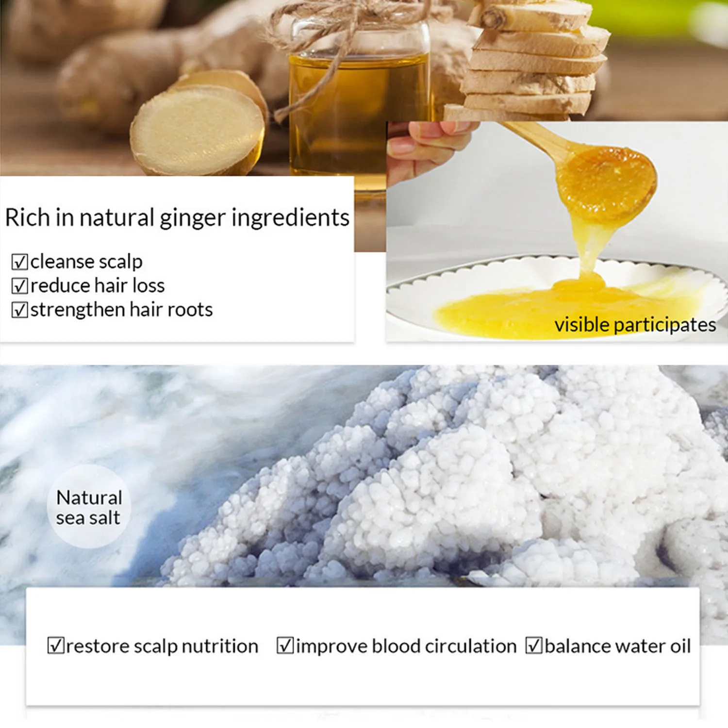 250 мл Имбирная глубоководная соль экстракт против выпадения волос шампунь для