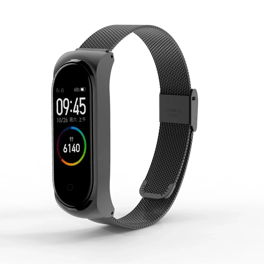 

Stainless steel straps for Mi Band 4 and 3, stainless steel metal straps for Mi Band 5 and 6 Adjustable strap accessory bracelet