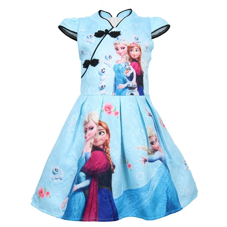 С рисунком героев из мультфильмов детская футболка cheongsam одежда для девочек