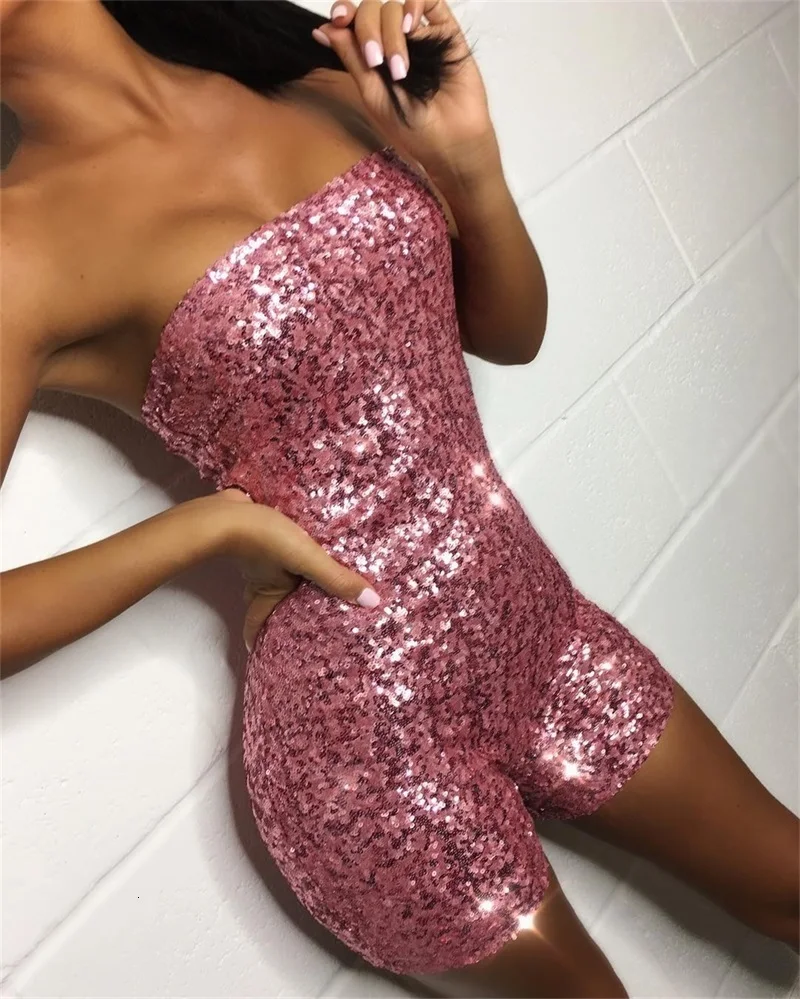 Ohvera KylieJenner, вечерние, сексуальные, с блестками, облегающие комбинезоны для женщин,, короткие, для подвижных игр, женские комбинезоны, женский комбинезон