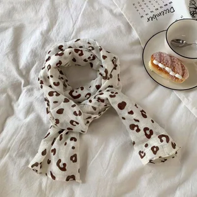 leopard white Модный детский шарф с принтом короны, весенний хлопковый шейный платок для маленьких мальчиков и девочек, милая теплая шаль, шарфы хиджабы - Цвет: leopard white