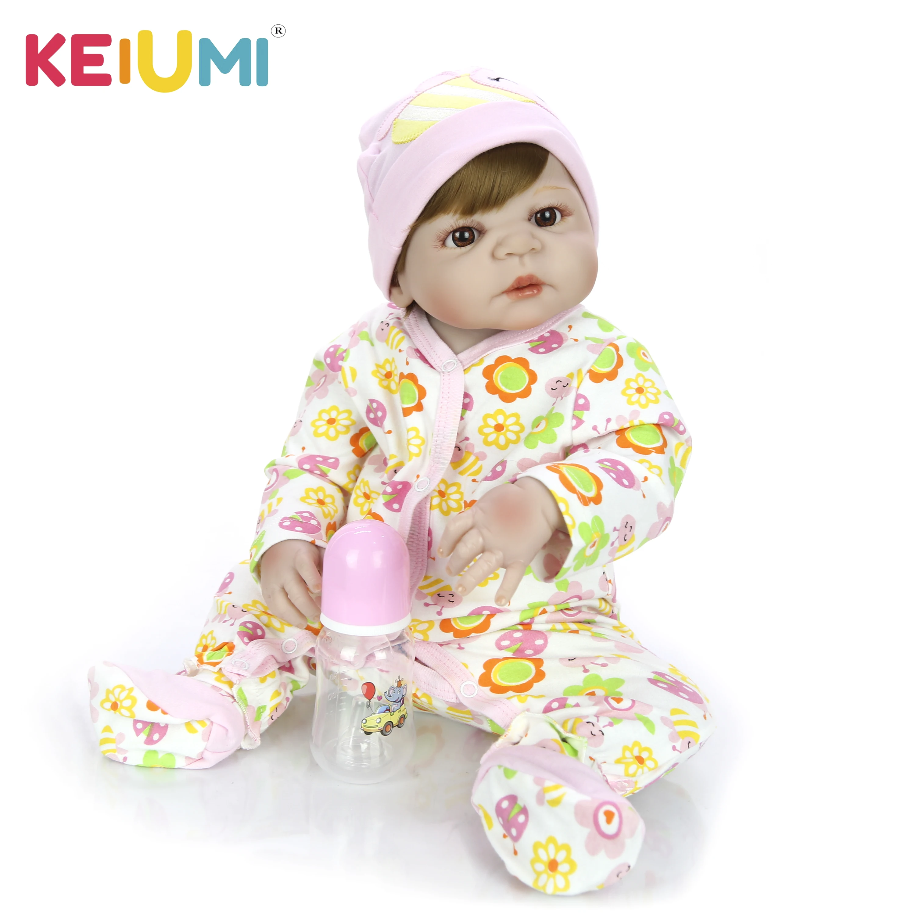 

KEIUMI 23 Inch Lifelike Reborn Girl Doll Full Silicone Body Realistic Reborn Baby Toy For Children Birthday Gifts