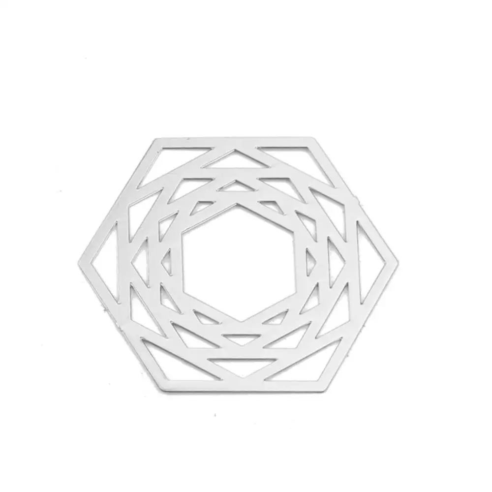 DoreenBeads Fashion Copper Filigree Stamping Connectors Hexagon KC Gold Silver Color Jewelry DIY Findings24mm x 21mm 10 PCs | Украшения и