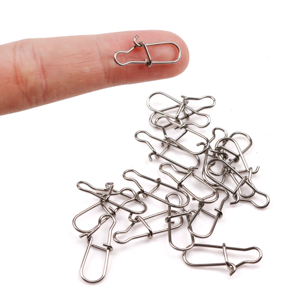 100pcsset LUSHAZER Fast Clip Lock Fishing Connector Stainless Steel Safety Pin Swivel Fishing Tackle Tool for Lures Fishhooks (art.: 3a38c6873ec) - 3a38c6873ec