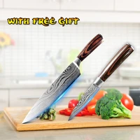 8 japanese kitchen knife laser damascus pattern chef knife sharp santoku meat cleaver slicing knife